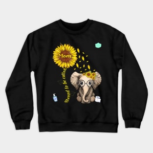 Womens Blessed To Be Called Mom Sunflower Elephant Graphic Crewneck Sweatshirt